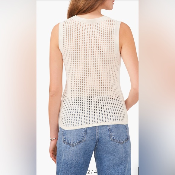 Vince Camuto Cream Open Knit Sweater Tank Size X-Large NWOT - Picture 6 of 10